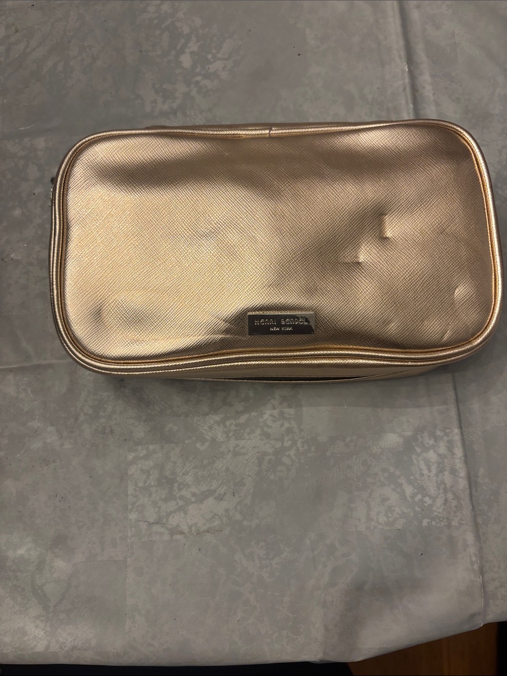 Henri Bendel Metallic Rose Gold Cosmetic Pouch